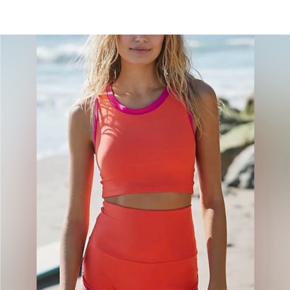 New Salt Gypsy Betty bottoms and tank top swim set Small orange pink - Picture 2 of 8